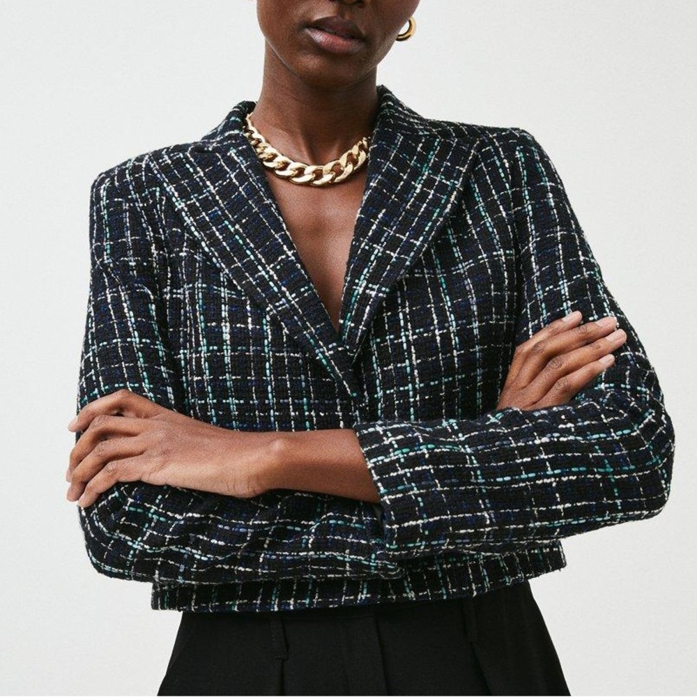 Karen Millen Cropped Boucle Tweed Jacket